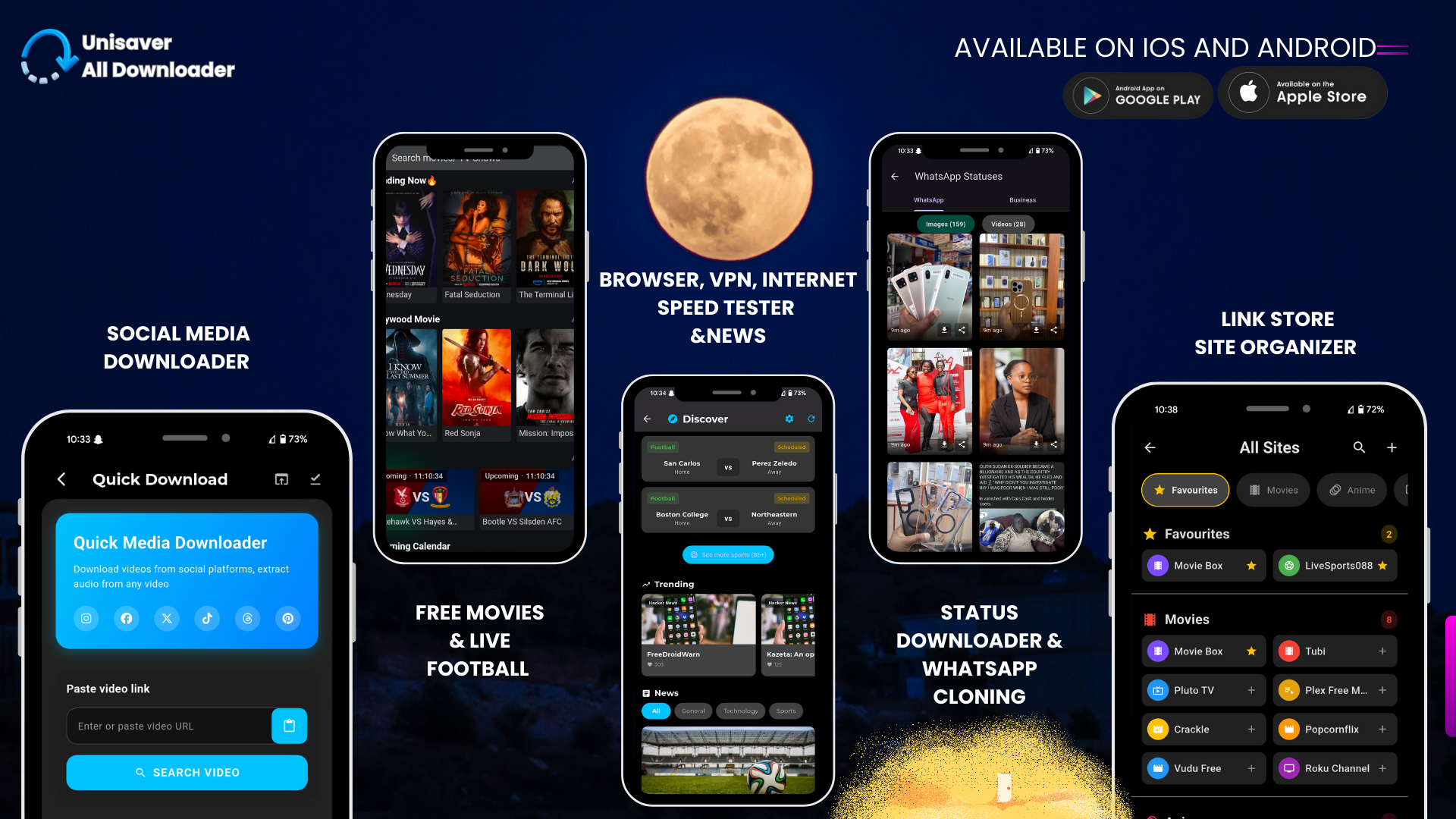 Unisaver main dashboard
