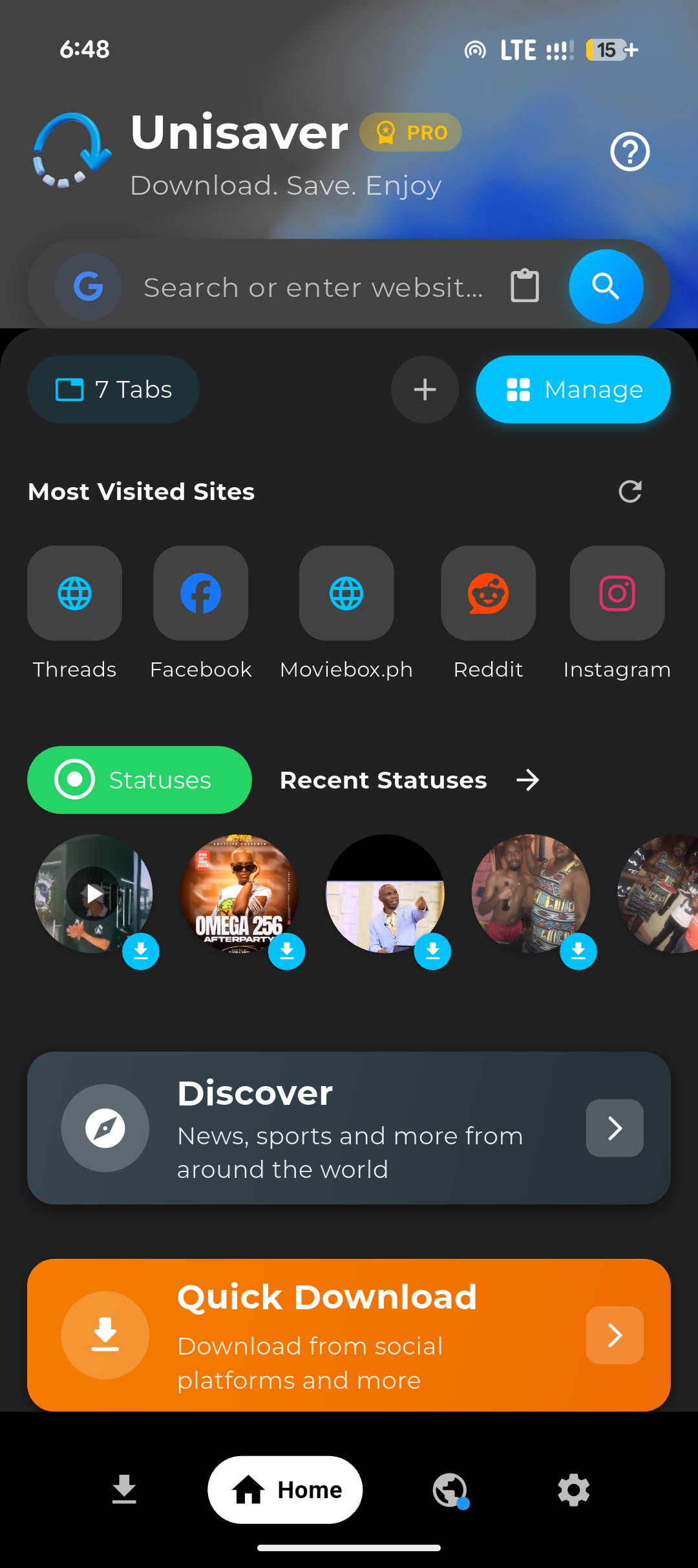 Unisaver App - Home Screen